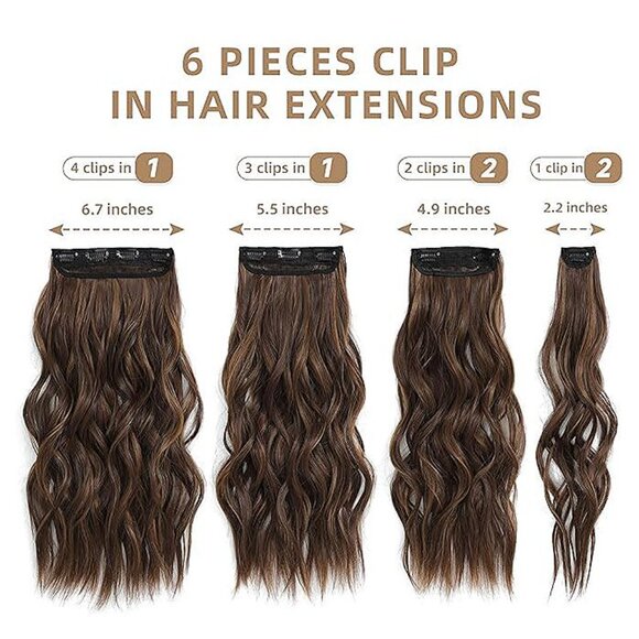 Highlight balayage dark brown Hairpieces, Light Brown&Honey Blonde - Picture 2 of 9